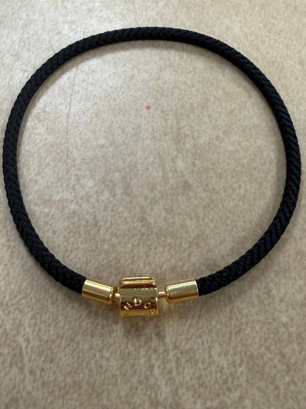 Pandora Black Braided Cord Bracelet with Gold Tone Clasp 7.5 inches new no box